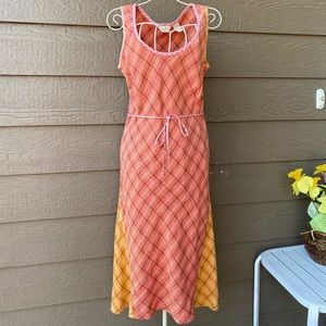 Vintage Linen Dress by J Jill 90s Checkered Plaid Minimalist Sleeveless women 2